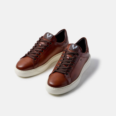 Zapatillas Martinelli Sullivan hombre piel café vista lateral exterior
