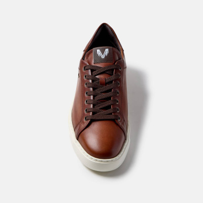 Zapatillas Martinelli Sullivan hombre piel café detalle acabado artesanal