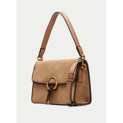 Bolso hombro Hispanitas BI264945 taupe vista posterior lisa
