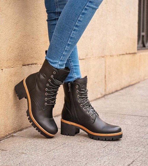 Panama Jack Mujer Padma Botas Piel Negro Forro Pelo