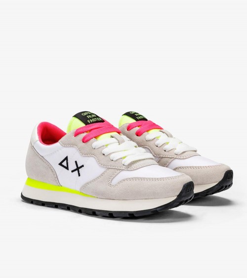 Sun68 Deportivos Mujer Blanco Ally Solid Nylon White/Yellow Fluo