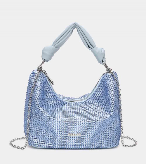 Bolso mini hobo Luna 117409 en color celeste, ideal para un look elegante y sofisticado.