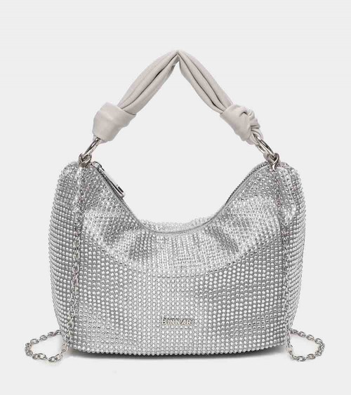 Bolso Luna 117408 en textil metalizado de strass, perfecto para mujeres modernas y elegantes.