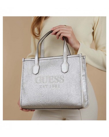 Bolso de mano GUESS Silvana para mujeres en color plata - Lázaro Zapaterías