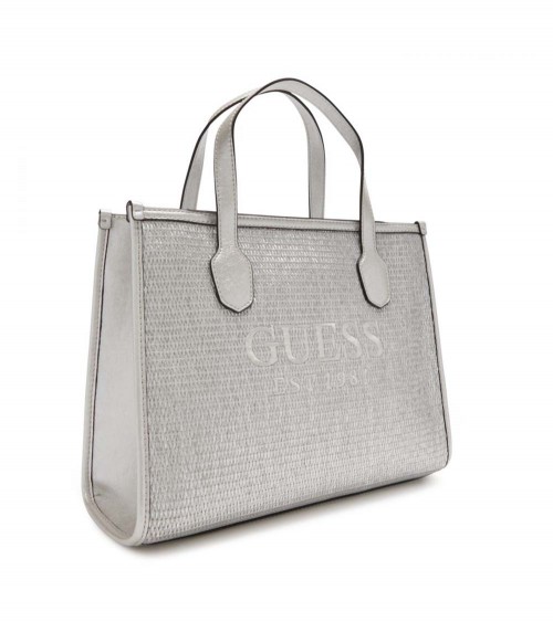 Bolso de mano GUESS Silvana para mujeres en color plata - Lázaro Zapaterías