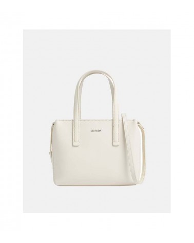 Vista frontal del Bolso Tote Calvin Klein CK K60K611873 PC4 para Mujer en color beige, diseño elegante y funcional