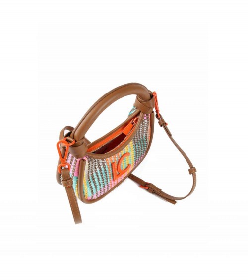 Bolso pequeño de rafia multicolor Lola Casademunt 2404016, ideal para un look veraniego.