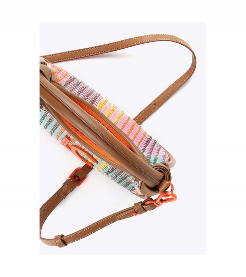 Bolso pequeño de rafia multicolor Lola Casademunt 2404016, ideal para un look veraniego.