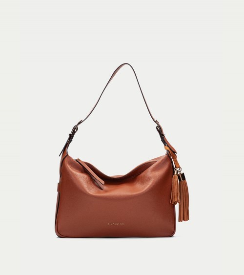 Bolso de hombro Hispanitas BI243535 en cuero, colores almond y vino.