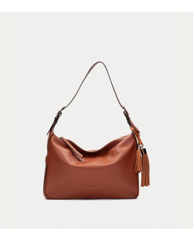 Bolso de hombro Hispanitas BI243535 en cuero, colores almond y vino.