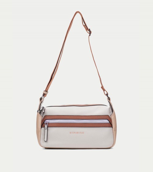 Bolso bandolera Hispanitas BI243546 en tonos grey-sand con correa ajustable.