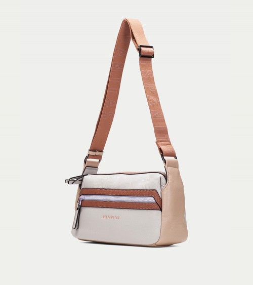 Bolso bandolera Hispanitas BI243546 en tonos grey-sand con correa ajustable.