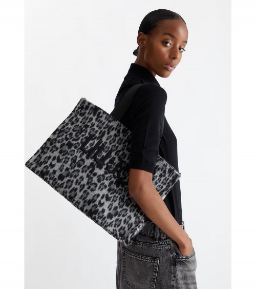 Bolso Tote Liujo para Mujer con Estampado Animal Leo, Negro – Perfecto para un look casual y elegante.