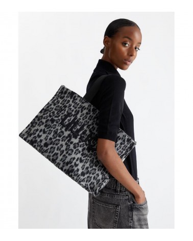 Bolso Tote Liujo para Mujer con Estampado Animal Leo, Negro – Perfecto para un look casual y elegante.