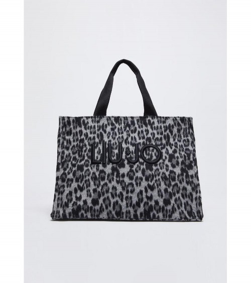 Bolso Tote Liujo para Mujer con Estampado Animal Leo, Negro – Perfecto para un look casual y elegante.