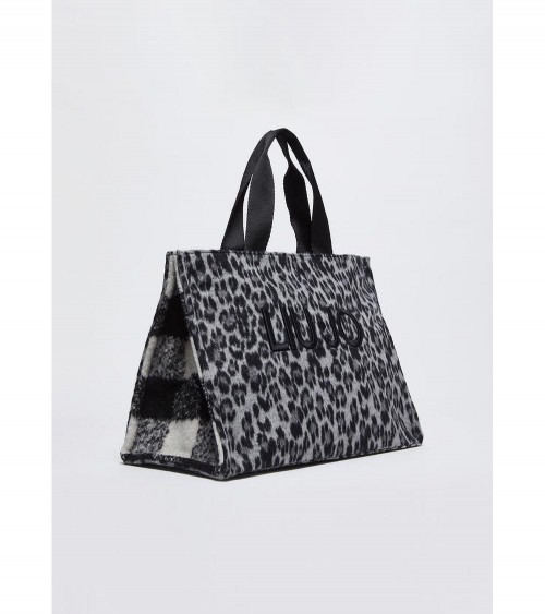 Bolso Tote Liujo para Mujer con Estampado Animal Leo, Negro – Perfecto para un look casual y elegante.