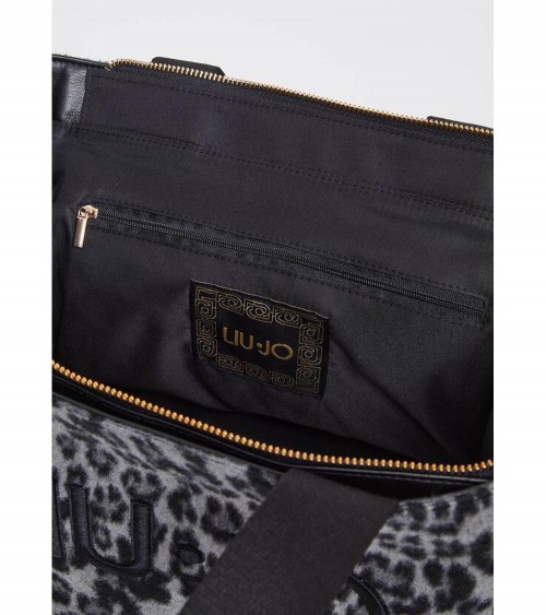 Bolso Tote Liujo para Mujer con Estampado Animal Leo, Negro – Perfecto para un look casual y elegante.