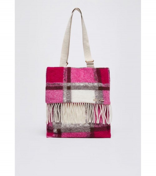 Bolso Textil Cuadro Fucsia Liujo para Mujer con Motivo Jacquard – Un accesorio sofisticado y moderno.