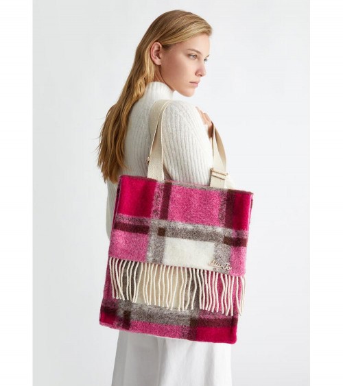 Bolso Textil Cuadro Fucsia Liujo para Mujer con Motivo Jacquard – Un accesorio sofisticado y moderno.