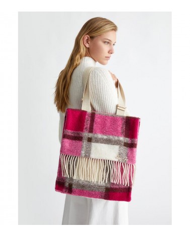 Bolso Textil Cuadro Fucsia Liujo para Mujer con Motivo Jacquard – Un accesorio sofisticado y moderno.