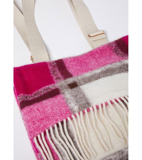 Bolso Textil Cuadro Fucsia Liujo para Mujer con Motivo Jacquard – Un accesorio sofisticado y moderno.