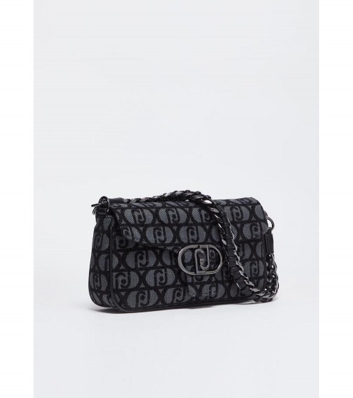 Bolso Jacquard Liujo para Mujer en Negro con Asa Trenzada – Sofisticación y versatilidad para el día a día.