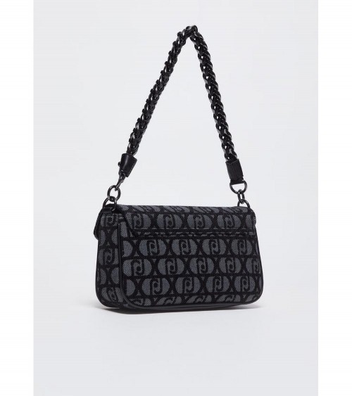 Bolso Jacquard Liujo para Mujer en Negro con Asa Trenzada – Sofisticación y versatilidad para el día a día.