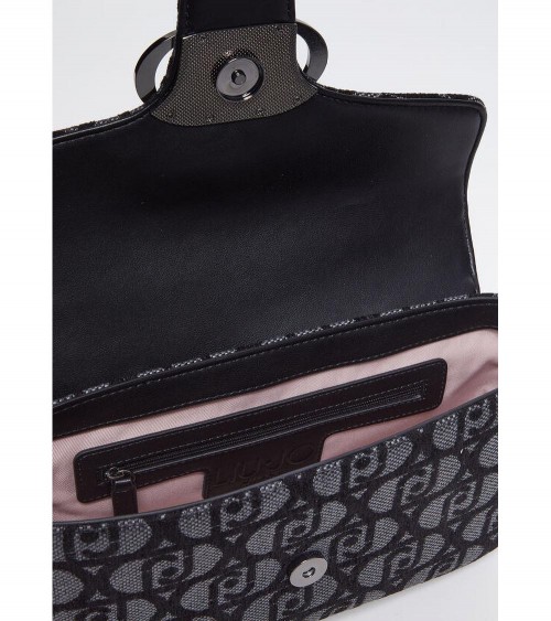 Bolso Jacquard Liujo para Mujer en Negro con Asa Trenzada – Sofisticación y versatilidad para el día a día.