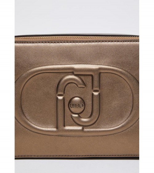 Bandolera Liujo para Mujer en Bronce Metálico con Logotipo en Relieve – Elegancia y modernidad en un diseño compacto.