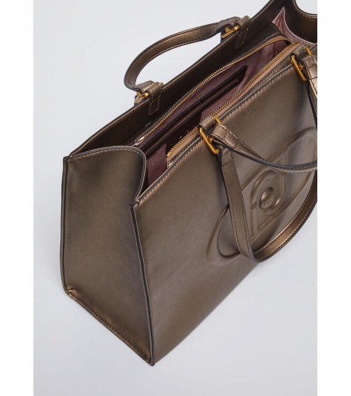 Bolso Tote Liujo para Mujer en Bronce Metálico con Logotipo Monograma – Elegancia y funcionalidad en un solo accesorio.