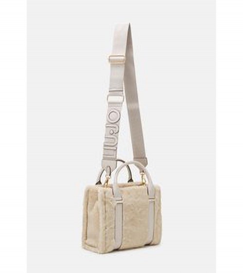 Bolso de Mano Liujo para Mujer en True Champagne con Efecto Pelo – Elegancia y lujo en un diseño compacto.