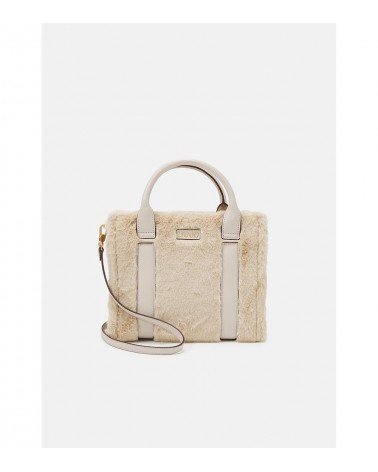 Bolso de Mano Liujo para Mujer en True Champagne con Efecto Pelo – Elegancia y lujo en un diseño compacto.