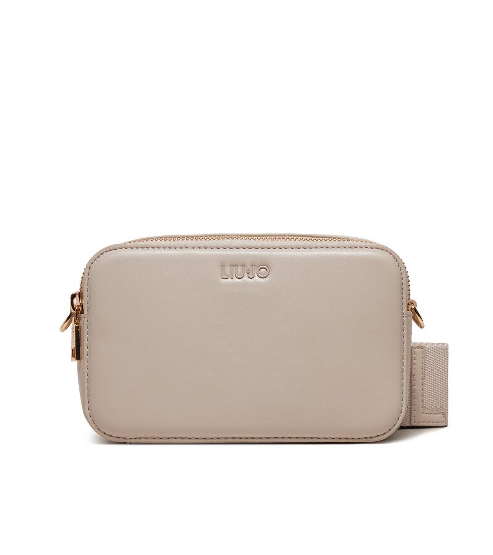 Vista Frontal del Bolso Liu Jo en Imitación de Cuero Beige con Detalles Dorados – Sofisticación y estilo en cada detalle.