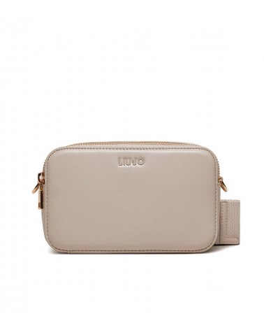 Vista Frontal del Bolso Liu Jo en Imitación de Cuero Beige con Detalles Dorados – Sofisticación y estilo en cada detalle.