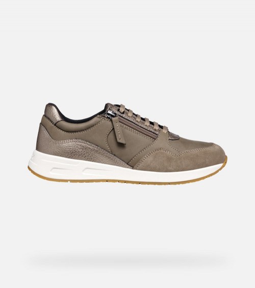 Geox Bulmya Zapatillas Deportivas Mujer Taupe Cremallera Lateral  Tecnología Respira