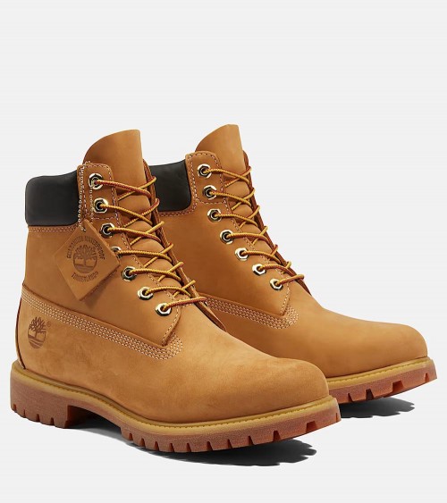 Vista Frontal de las Botas Timberland 6 Inch Premium con Cierre de Cordones – Protección y confort en cada paso.