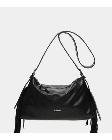 Binnari  Bolso Bandolera Solapa Flecos Mijas 20380 Mujer Negro