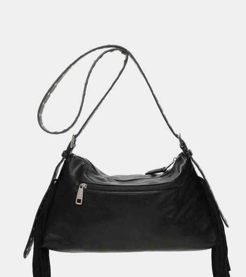 Binnari  Bolso Bandolera Solapa Flecos Mijas 20380 Mujer Negro