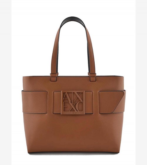 Armani Exchange Buckle Bolso Shopper en color whisky, elegante y práctico para mujeres modernas.