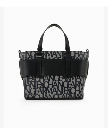 Armani Exchange Bolso Tote Mediano Detalle Contraste  Mujer Algodón Negro parte trasera