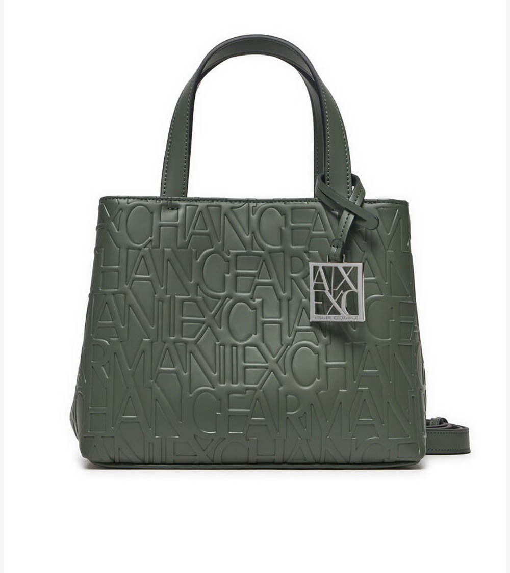 Bolso shopper verde de Armani Exchange con logotipo grabado y correa ajustable.