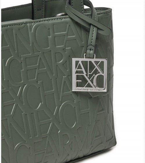 Bolso shopper verde de Armani Exchange con logotipo grabado y correa ajustable.