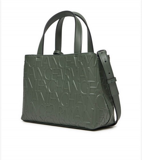 Bolso shopper verde de Armani Exchange con logotipo grabado y correa ajustable.