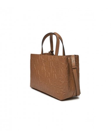 Vista lateral del bolso shopper Armani Exchange con correa ajustable.