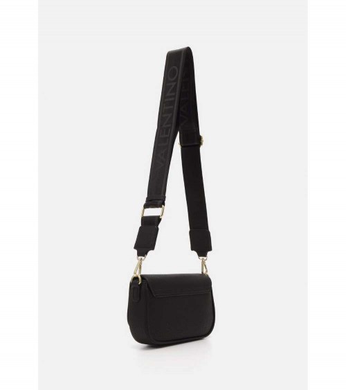 Bolso bandolera Valentino en cuero sintético negro con bandolera lisa y extraíble.