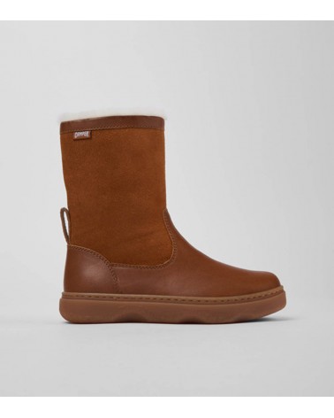 Botas Camper marrones para niños en piel y nobuk – Vista lateral.