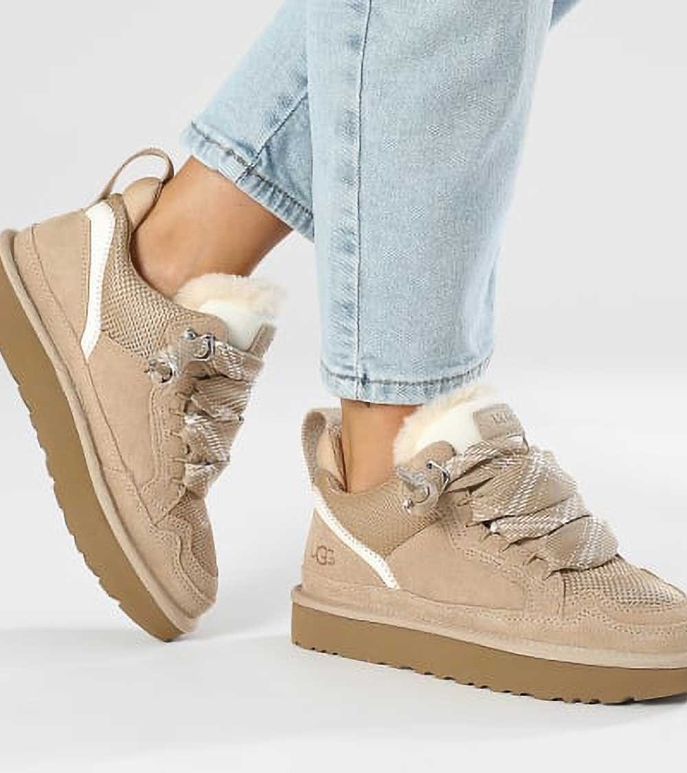 Deportivas UGG Lowmel Mujer en marrón con detalles en ante y materiales reciclados.