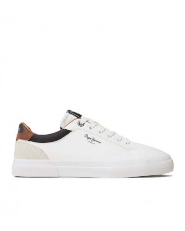 Zapatillas Pepe Jeans Kenton Court en color blanco con detalles en cuero.