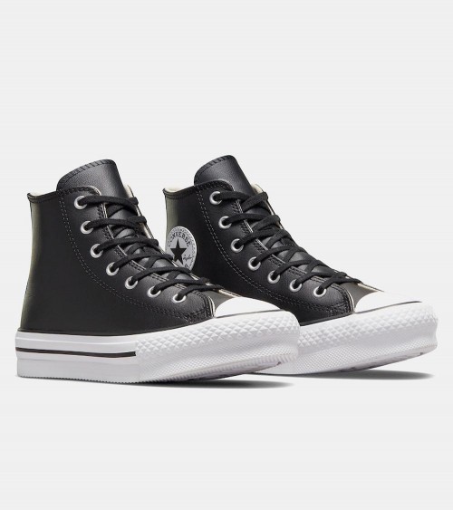 Converse Chuck Taylor All Star Lift Leather Alta para Mujer Piel Negra Lazaro Zapaterias