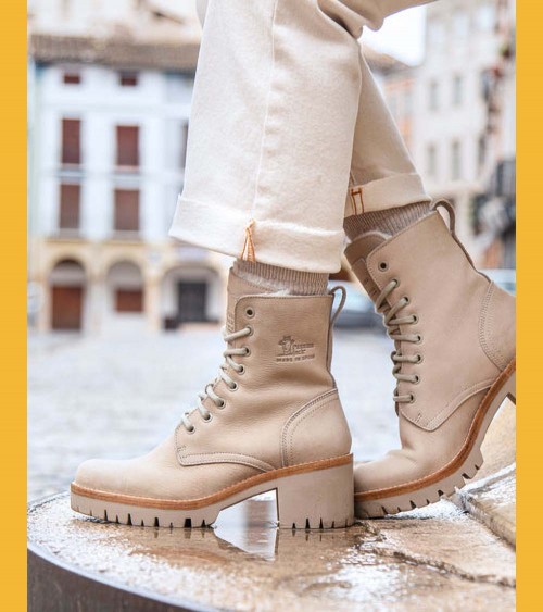 Panama Jack Mujer Padma Botas Piel Beige Forro Pelo